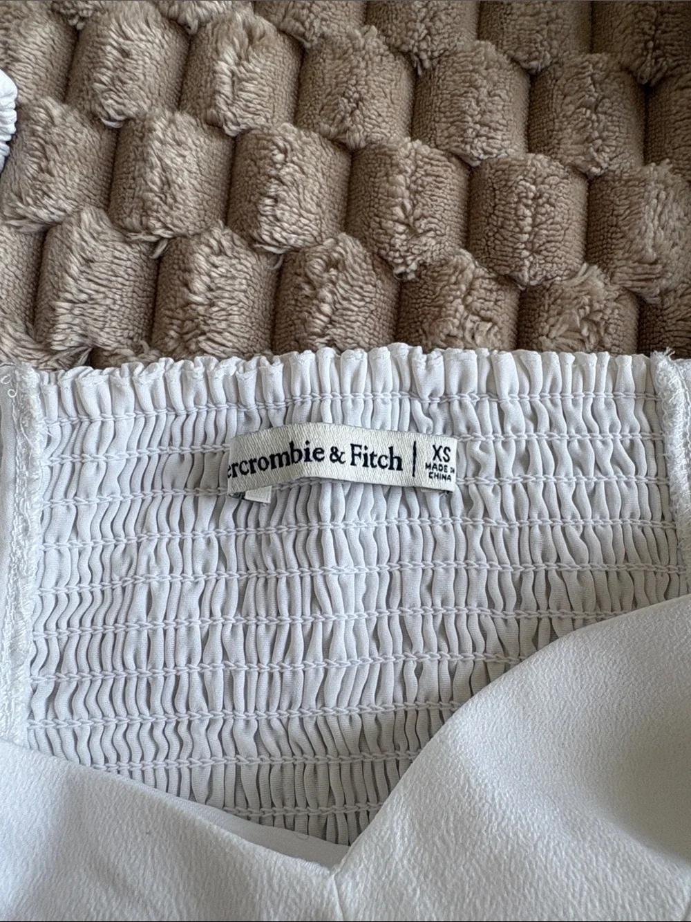 ABERCROMBIE & FITCH Women's White Puff-Sleeve Square-Neck Blouse
